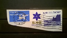 FRANCOBOLLI STAMPS ISRAELE ISRAEL 1977 SU FRAMMENTO STELLA DAVID PANORAMA PAR AVION - Oblitérés (avec Tabs)