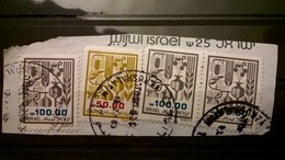 FRANCOBOLLI STAMPS ISRAELE ISRAEL 1984 SU FRAMMENTO PRODOTTI AGRICOLI - Used Stamps (with Tabs)