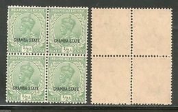 India CHAMBA State KG V �An Postage Stamp SG 63 / Sc 60 In BLK/4 MNH - Chamba
