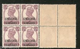 India Gwalior State KG VI �An Postage Stamp SG 119 / Sc 101 BLK/4 MNH - Gwalior