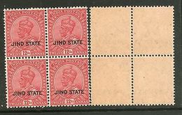 India JIND KG V 12As SG 97 / Sc 119 BLK/4 Cat �80 MNH - Jhind