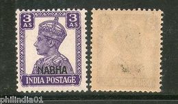 India Nabha State 3As KG VI Postage Stamp SG 112 / Sc 107 Cat�7 MNH - Nabha