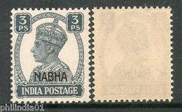 India NABHA State KG VI 3ps Postage SG 105 / Sc 100 MNH Fine - Nabha