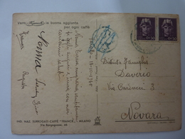 Cartolina Viaggiata Pubblicitaria "IND. NAZ. SURROGATI CAFFE' FRANCK Milano - TORINO, Villaggio Medioevale" 1945 - Castello Del Valentino