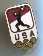 Weightlifting USA, Olympic Committee, Gewichtheben, Vintage Pin, Badge, Abzeichen, Enamel - Halterofilia
