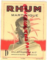 33- BORDEAUX- RARE ETIQUETTE RHUM MARTINIQUE VILLEFRANCHE & CO- WETTERWALD - Rhum