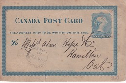 CANADA 1881    ENTIER POSTAL/GANZSACHE/POSTAL STATIONERY  CARTE DE ST.CATHARINES - 1860-1899 Reign Of Victoria