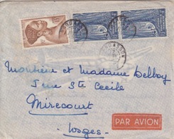 AEF Lettre Par Avion De Bangassou Pour Mirecourt Affranchie à 23F (15F + 4F X 2) Le 17 Juin 49 (avec Courrier) - Covers & Documents