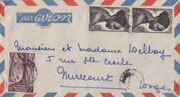 AEF Lettre Par Avion De Bangassou Pour Mirecourt Affranchie à 52F (2F + 25F X 2) En 1949 - Briefe U. Dokumente