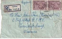 MALAISIE 1963 LETTRE RECOMMANDEE DE TAIPING AVEC CACHET ARRIVEE MALACCA - Perak