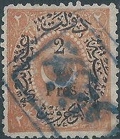 Turchia Turkey Ottomano Ottoman 1876 Overprinted On 2 Pia, Brown,Used - Value €25,00 - Oblitérés