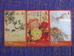 GPT Phonecard,6MACA,B,C, Chinese Painting, Set Of 3, Used,special Price - Macao