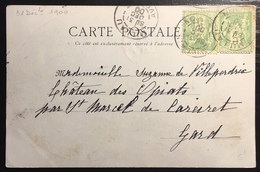 Carte Postale 1900 Sage N°102 Obl 5c Vert N/B Oblitéré Du 31 Décembre 1900...soit Le Jour De L'an !! Jour Férié ... - 1898-1900 Sage (Tipo III)
