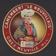 Etiquette De Fromage Camembert  -  Le Neuvillais  -   Laiterie De Grez Neuville  (49) - Kaas