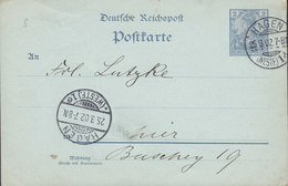 Deutsche Reichspost Postal Stationery Ganzsache 2 Pf. Germania HAGEN (Westf.) 1902 HAGEN (Westf.) Arr. Cds. - Cartoline