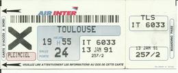 AIR INTER - Carte D'Embarquement/Boarding Pass - 1991 - PARIS CDG / TOULOUSE - Cartes D'embarquement