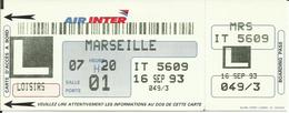AIR INTER - Carte D'Embarquement/Boarding Pass - 1993 - PARIS ORLY / MARSEILLE - Carte D'imbarco