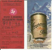 LLOYD AEREO BOLIVIANO - Carte D'Embarquement/Boarding Pass -1988 - LA PAZ / LIMA - Carte D'imbarco