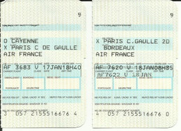 AIR FRANCE - Carte D'Embarquement/Boarding Pass -1988 - CAYENNE / PARIS CDG / BORDEAUX - Cartes D'embarquement