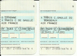 AIR FRANCE - Carte D'Embarquement/Boarding Pass -1988 - CAYENNE / PARIS CDG / BORDEAUX - Instapkaart