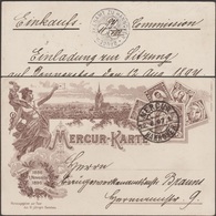 Allemagne 1896. Poste Locale Privée « Mercur » De Hanovre. Entier Postal, 10 Ans De La Poste. Timbre Sur Timbre, Facteur - Mythologie