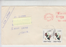 ARGENTINA 1993 -  Levene - Lettera Per Italia Con Integrazione Francobolli - Fiori - Covers & Documents