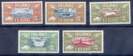 ICELAND 1930 Millenary Airmail Set Of 5 MNH / **.  Michel 142-46 - Nuevos