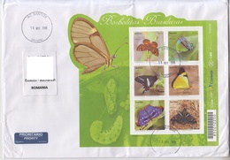 ** BRAZIL  BUTTERFLIES On Circulated Cover - Registered Shipping! Envoi Enregistre! - Butterflies