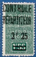 Algerie, 1929 2 F 25 Sûr 1f55 Surcharge CONTROLE REPARTITEUR Sûr Colis Postaux Livraison Par Exprès, 1 Val. Gom Partiel - Postpaketten