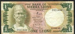 SIERRA LEONE P5b 1 Leone 1978  #A/8 FIRST PREFIX    FINE    NO P.h. ! - Sierra Leone