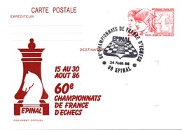 PHILEX - Jeunes 1984 Dunkerque - Oblitération 60e Champinnats De France D'échecs Epinal. - Bijgewerkte Postkaarten  (voor 1995)