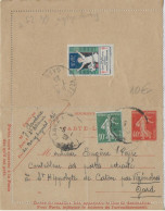 1929 - VIGNETTE TUBERCULOSE Sur CARTE-LETTRE ENTIER SEMEUSE De BOURG ARGENTAL Avec AMBULANT => ST HIPPOLYTE De CATON - Cartes-lettres