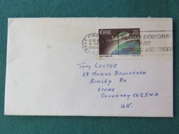 Ireland 1986 Cover To England - Plane - Blood Donors Cancel - Briefe U. Dokumente