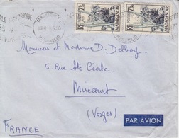 Madagascar Lettre Par Avion De Tananarive RP Pour Mirecourt Affranchie à 15F (7F50 X 2) Le 9.5.56 - Lettres & Documents