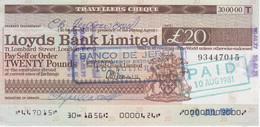 TRAVELLERS CHEQUE LLOYDS BANK 20 POUNDS AÑO 1981 - BANCO DE JEREZ - Altri & Non Classificati