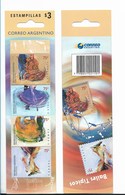 ARGENTINA 2001, TYPICAL DANCES, FLAMENCO, VALS, ZAMBA, TANGO STRIP OF 4 VALUES STRIP ON BOOKLET SCOTT 2174BK - Unused Stamps