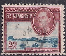 St Vincent 1949 - 52 KGV1 2ct Black & Lake Brown Used SG 165 ( K1086 ) - St.Vincent (...-1979)