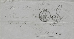 1861- Letter From BAHIA To Paris ( France )  G B / 1f 60 C Black Framed  Rating 8 D + Entr. ANGL. /AMB.CALAIS.B - Covers & Documents