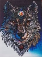 Wolf, Hand Made, 30x40 Cm - Punto De Cruz