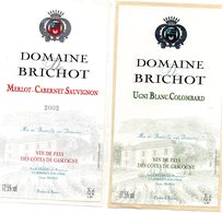 Lot 2 étiquettes Château DE BRICHOT  2002 Vin De Pays Des Côtes De Gascogne  Famille Fezas à Larroque /l'Osse 32 - Collections, Lots & Séries