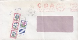 Lettre Taxée, 1981, Affranchie EMA CDA 1,30 Fr  , Taxe 1,30 Fr, 4 Timbres FLEURS/6000 - 1960-.... Covers & Documents