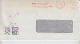 Lettre Taxée, 1980, Affranchie EMA BURLE GAP 1,10 Fr  , Taxe 1,30 Fr,  2 Timbres FLEURS / 6000 - 1960-.... Cartas & Documentos