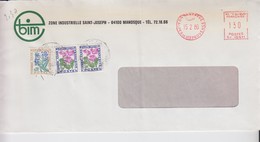 Lettre Taxée, 1980, Affranchie EMA BIM MANOSQUE 1,30 Fr  , Taxe 2,30 Fr,  3 Timbres FLEURS / 6000 - 1960-.... Lettres & Documents