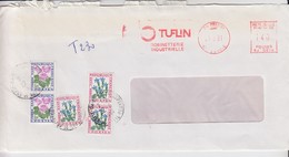 Lettre Taxée, 1981, Affranchie EMA TUFLIN ROBINETTERIE PRINGY 1,40 Fr  , Taxe 2,30 Fr,  5 Timbres FLEURS / 6000 - 1960-.... Cartas & Documentos