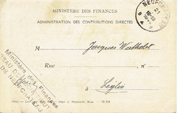 1944 Carte Postale De Service - MINISTERE DES FINANCES BUREAU DES CONTRIBUTIONS DE NEUFCHATEAU Vers LEGLISE - Portofreiheit