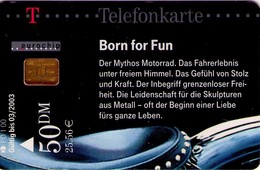 TARJETA TELEFONICA DE ALEMANIA. Vehicles 1, Born For Fun (Motorcycle) MOTOS. PD 01/00-1.2 (186) - Motorbikes