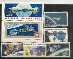 USA.Expedition à Venus & Mercure 1973 (Project Mercury), Apollo Soyuz Space Project 1975,etc. 7 Timbres Neufs ** - North  America