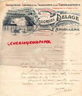 16 - ANGOULEME-CHARENTE-RARE FACTURE GEORGES DELAGE-ENTREPRISE GENERALE TRANSPORTS-CHEMIN DE FER-1929 - Verkehr & Transport