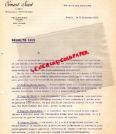 75- PARIS- RARE LETTRE ERNEST SICOT -44 RUE DU LOUVRE- RECOLTE MOISSON 1913 - GRAINS GRAINES BLES- BLE - Landbouw