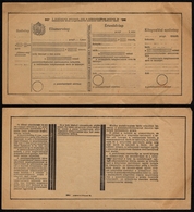 Post Office - CHILDREN POST OFFICE / MONEY Order FORM - Inland / HUNGARY 1940's - Parcel Post - Paquetes Postales